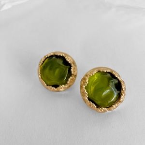 silverlià Trendy Fashion Retro Vintage Gold Olive Women Earrings